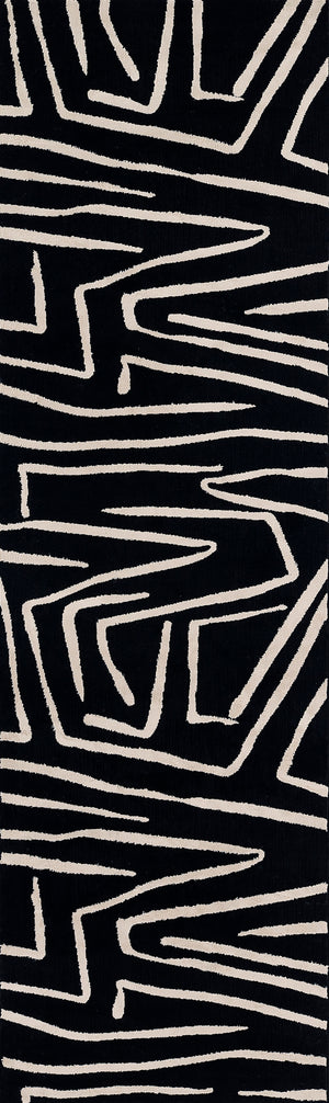 Momeni Noho NO-04 Machine Made Contemporary Geometric Indoor Area Rug Black 9'3" x 12'6" NOHO0NO-04BLK93C6