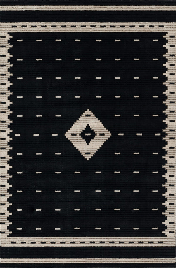Momeni Noho NO-06 Machine Made Contemporary Geometric Indoor Area Rug Black 9'3" x 12'6" NOHO0NO-06BLK93C6