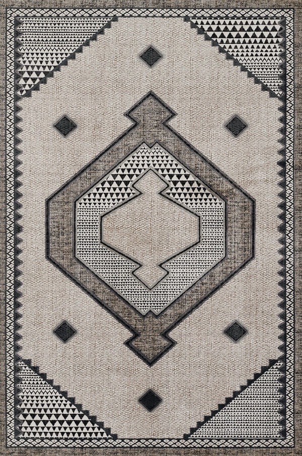 Momeni Noho NO-09 Machine Made Contemporary Medallion Indoor Area Rug Ivory 9'3" x 12'6" NOHO0NO-09IVY93C6