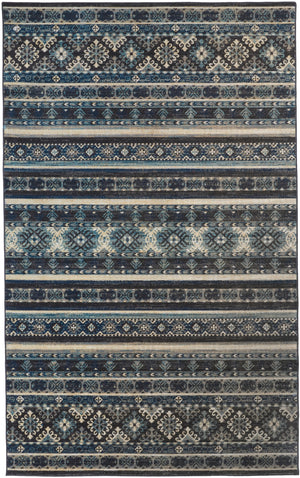 Nolan Vinatge Style Tribal Kazak Rug, River Blue/Dark Gray, 7ft-9in x 10ft-6in