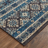 Nolan Vinatge Style Tribal Kazak Rug, River Blue/Dark Gray, 7ft-9in x 10ft-6in