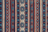 Nolan Vinatge Style Tribal Kazak Rug, Classic Blue/Ochre Red, 7ft-9in x 10ft-6in