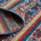 Nolan Vinatge Style Tribal Kazak Rug, Classic Blue/Ochre Red, 7ft-9in x 10ft-6in