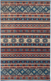 Nolan Vinatge Style Tribal Kazak Rug, Classic Blue/Ochre Red, 7ft-9in x 10ft-6in