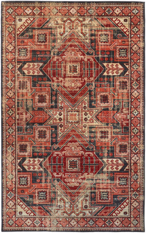 Nolan Vinatge Style Kazak Rug, Ochre Red/Charcaol Gray, 7ft-9in x 10ft-6in