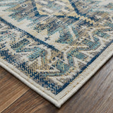 Nolan Vinatge Style Kazak Rug, River Blue/Vanilla Beige, 7ft-9in x 10ft-6in