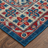 Nolan Vinatge Style Tribal Kazak Rug, Classic Blue/True Red, 7ft-9in x 10ft-6in