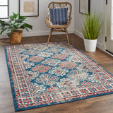 Nolan Vinatge Style Tribal Kazak Rug, Classic Blue/True Red, 7ft-9in x 10ft-6in