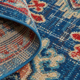 Nolan Vinatge Style Tribal Kazak Rug, Classic Blue/True Red, 7ft-9in x 10ft-6in