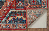 Nolan Vinatge Style Tribal Kazak Rug, True Red/River Blue, 7ft-9in x 10ft-6in