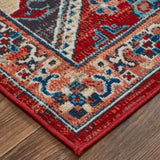 Nolan Vinatge Style Tribal Kazak Rug, True Red/River Blue, 7ft-9in x 10ft-6in