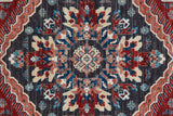 Nolan Vinatge Style Tribal Kazak Rug, True Red/River Blue, 7ft-9in x 10ft-6in