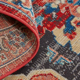 Nolan Vinatge Style Tribal Kazak Rug, True Red/River Blue, 7ft-9in x 10ft-6in