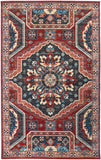 Nolan Vinatge Style Tribal Kazak Rug, True Red/River Blue, 7ft-9in x 10ft-6in