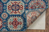 Nolan Vinatge Style Tribal Kazak Rug, Classic Blue/True Red, 7ft-9in x 10ft-6in