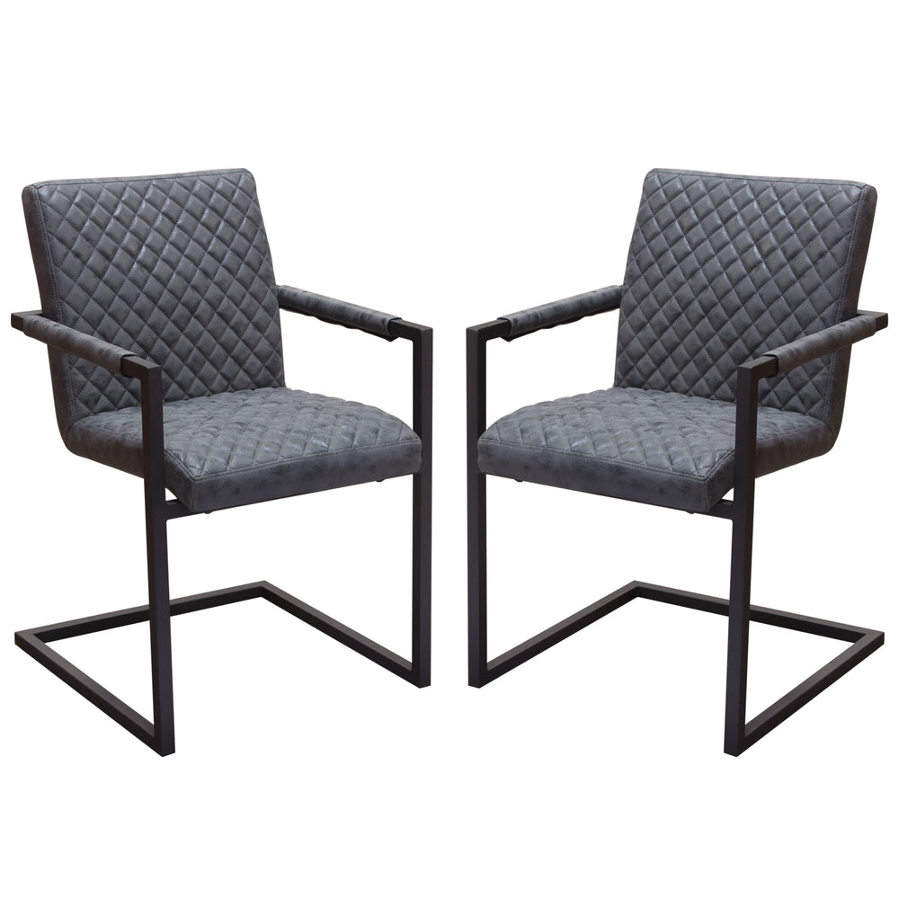 Nolan 2-Pack Dining Chairs in Charcoal Diamond Tufted Leatherette on Charcoal Powder Coat Frame by Diamond Sofa