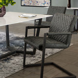 Nolan 2-Pack Dining Chairs in Charcoal Diamond Tufted Leatherette on Charcoal Powder Coat Frame by Diamond Sofa