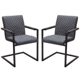 Nolan 2-Pack Dining Chairs in Charcoal Diamond Tufted Leatherette on Charcoal Powder Coat Frame