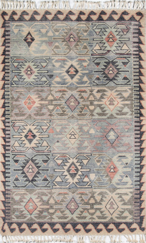 Momeni Nomad NOM-1 Hand Knotted Traditional Tribal Indoor Area Rug Blue 9' x 12' NOMADNOM-1BLU90C0