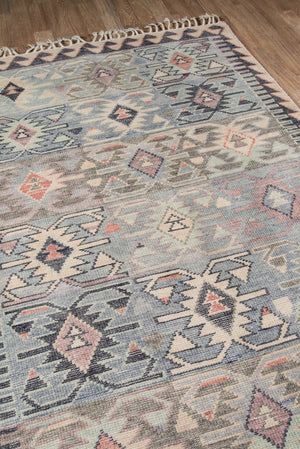 Momeni Nomad NOM-1 Hand Knotted Traditional Tribal Indoor Area Rug Blue 9' x 12' NOMADNOM-1BLU90C0