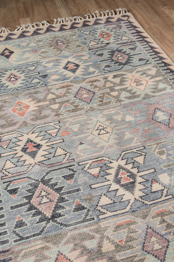 Momeni Nomad NOM-1 Hand Knotted Traditional Tribal Indoor Area Rug Blue 9' x 12' NOMADNOM-1BLU90C0