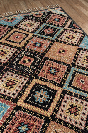 Momeni Nomad NOM-2 Hand Knotted Traditional Tribal Indoor Area Rug Black 8' x 11' NOMADNOM-2BLK80B0