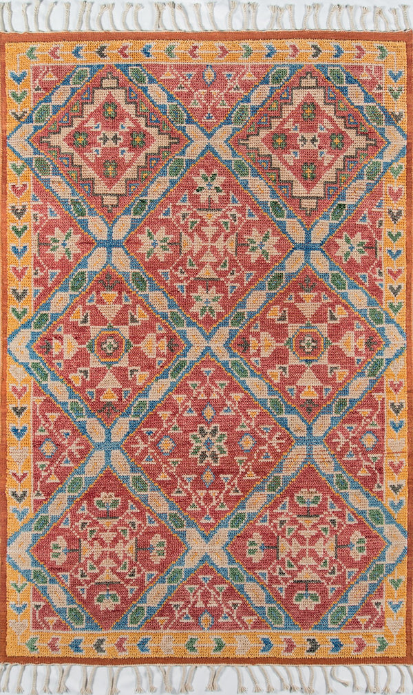 Momeni Nomad NOM-4 Hand Knotted Traditional Tribal Indoor Area Rug Rust 8' x 11' NOMADNOM-4RST80B0
