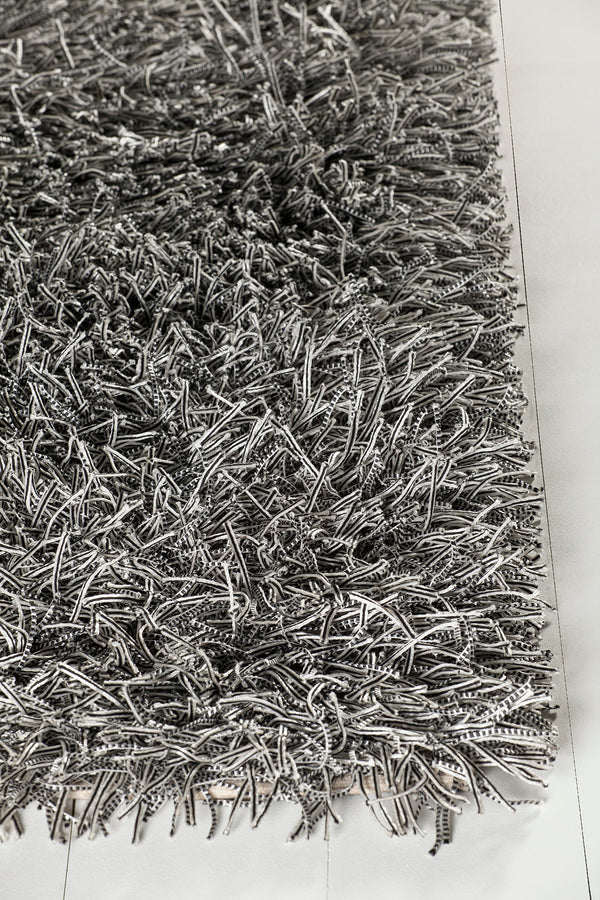 Chandra Rugs Nora 100% Polyester Hand Woven Contemporary Shag Rug White/Black 7'9 x 10'6