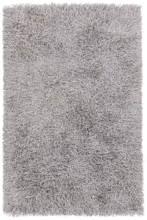 Chandra Rugs Nora 100% Polyester Hand Woven Contemporary Shag Rug White/Black 7'9 x 10'6