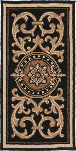 Monogram Berkeley Non- Hand Tufted Synthetic Rug in Black 3ft x 6ft