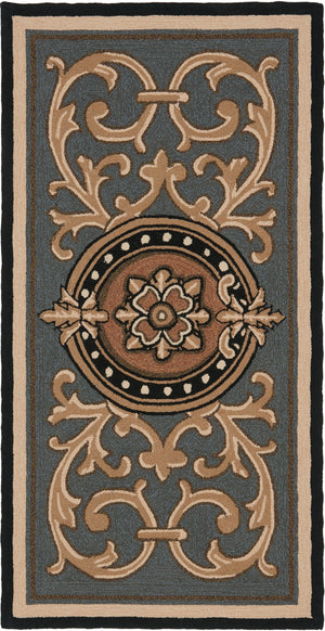 Monogram Berkeley Non- Hand Tufted Synthetic Rug in Blue 3ft x 6ft