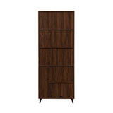 Walker Edison Nora Mid-century Modern/Contemporary 72" Cabinet Bookcase with Glass Shelves NORH1GDW