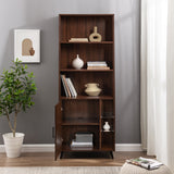 Walker Edison Nora Mid-century Modern/Contemporary 72" Cabinet Bookcase with Glass Shelves NORH1GDW