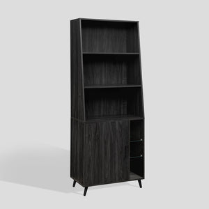 Walker Edison Nora Mid-century Modern/Contemporary 72" Cabinet Bookcase with Glass Shelves NORH1GGR