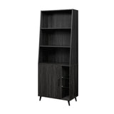 Walker Edison Nora Mid-century Modern/Contemporary 72" Cabinet Bookcase with Glass Shelves NORH1GGR