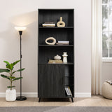 Walker Edison Nora Mid-century Modern/Contemporary 72" Cabinet Bookcase with Glass Shelves NORH1GGR