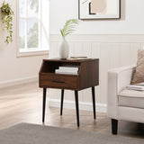 Walker Edison Nora Contemporary/Modern 18" 1-Drawer Contemporary Side Table with Open Storage NORL8KDW