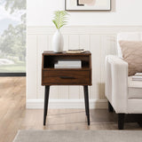 Walker Edison Nora Contemporary/Modern 18" 1-Drawer Contemporary Side Table with Open Storage NORL8KDW