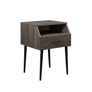 Walker Edison Nora Contemporary/Modern 18" 1-Drawer Contemporary Side Table with Open Storage NORL8KSG