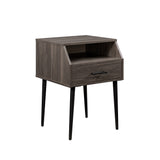 Walker Edison Nora Contemporary/Modern 18" 1-Drawer Contemporary Side Table with Open Storage NORL8KSG