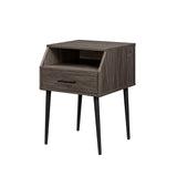 Walker Edison Nora Contemporary/Modern 18" 1-Drawer Contemporary Side Table with Open Storage NORL8KSG