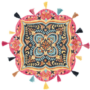 Novelty 573 Hand Tufted Wool Pile Rug in Pink, Purple 6ft x 6ft Round