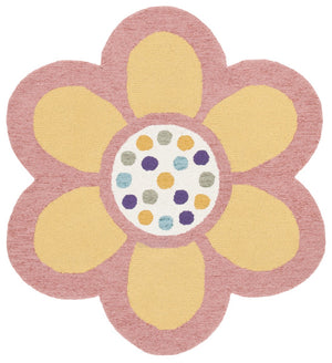 Novelty 608 Contemporary Hand Tufted 100% Wool Pile Rug Pink / Yellow