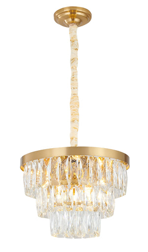 Bethel Gold Chandelier in Metal & Crystal