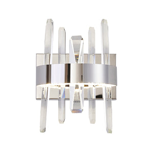 Bethel Chrome LED Wall Sconce in Stainless Steel & Crystal