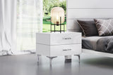 Diva Night Stand High Gloss White Chrome Handles Self-Close Drawers Stainless Steel Legs