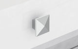 Abrazo Night Stand High Gloss White 2 Self-Close Drawers With Geometric Design Chrome