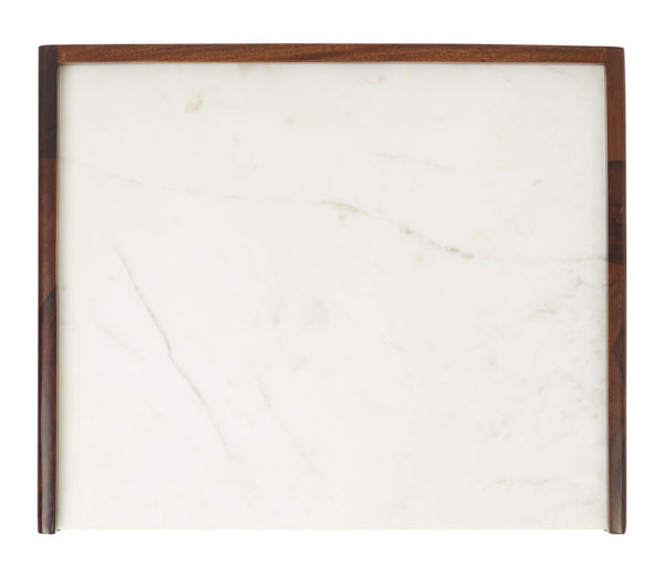 Marion Elegant 1 Drawer Nightstand with Marble Top - Stylish Walnut Design for Your Bedroom Decor