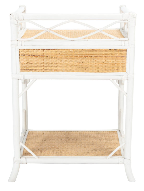 Safavieh Rumi 1 Drawer 1 Shelf Nightstand White/Natural NST4004B