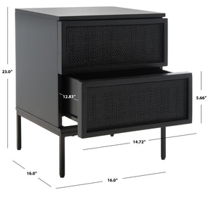 Zadie Modern Coastal Chic 2-Drawer Rattan Nightstand for Contemporary Bedroom Decor and Style